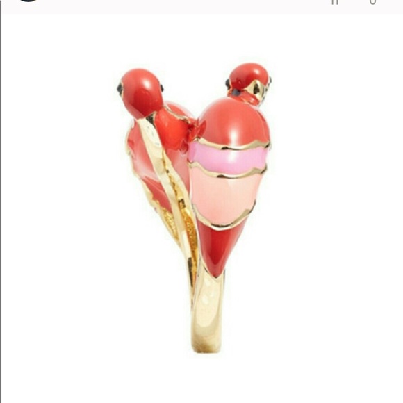 Kate Spade NWOT Pink/Red Enamel Parrot Ring Size 8 - Picture 8 of 8